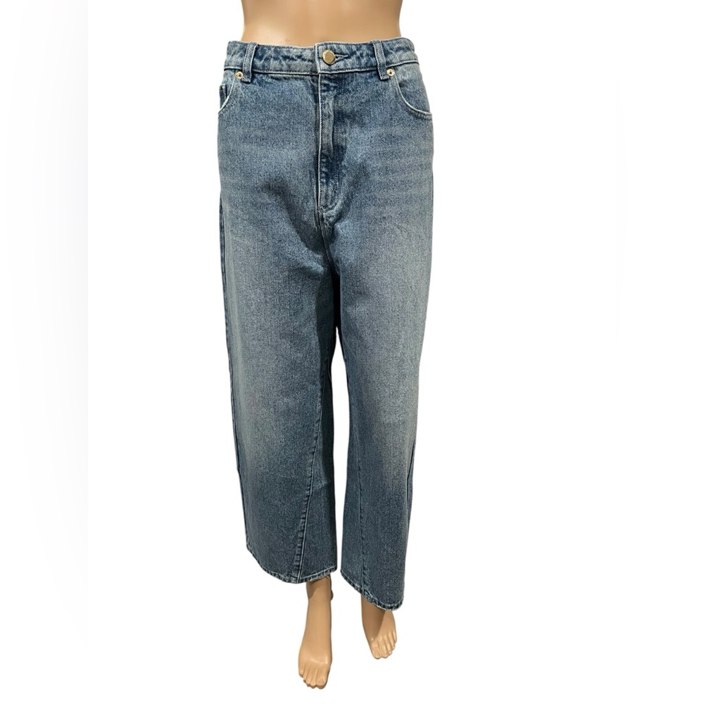 Michael Kors Womens Jeans Wide Leg Button Cropped High Rise Denim Size 10 - Picture 2 of 16